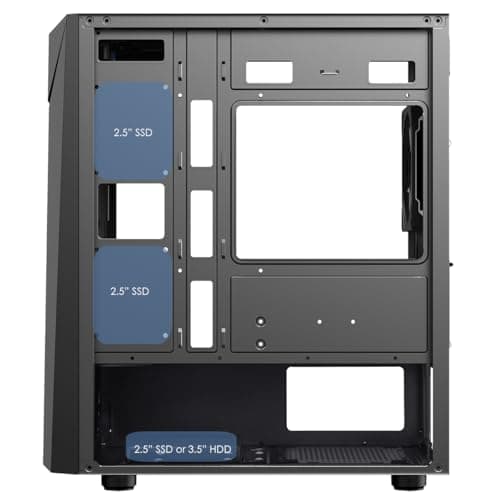 CiT Alpha Micro ATX Mid Tower Black with Tempered Glass Side Panel and USB 3.2 Gen 1 Type-A USB 2.0 Type-A image