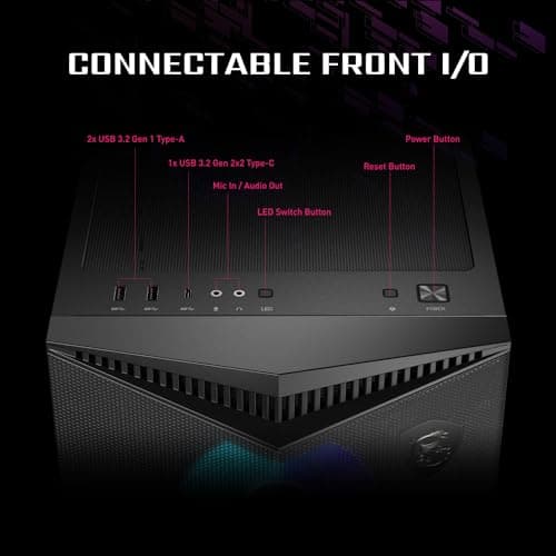 MSI MPG GUNGNIR 300R AIRFLOW ATX Mid Tower Black with Tempered Glass Side Panel and USB 3.2 Gen 2x2 Type-C, USB 3.2 Gen 1 Type-A image