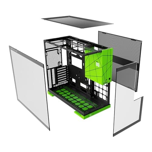 Geometric Future Model 5 ATX Mid Tower Black / Green Tempered Glass Side Panel image