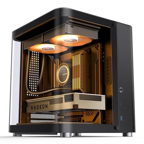 Jonsbo TK-1 Micro ATX Mini Tower Black with Tempered Glass Side Panel and USB 3.2 Gen 2 Type-C, USB 3.2 Gen 1 Type-A image