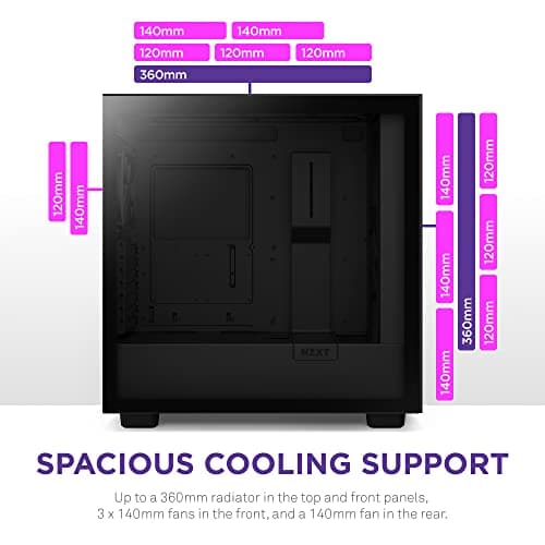 NZXT H7 Flow RGB (2023) ATX Mid Tower Black Tempered Glass Side Panel, USB 3.2 Gen 2x2 Type-C, USB 3.2 Gen 1 Type-A image