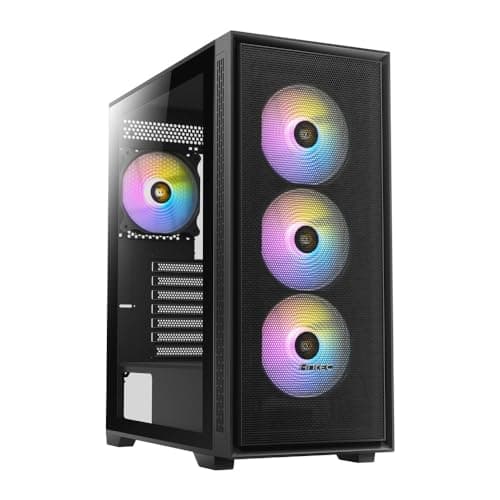 Antec AX81 ELITE ATX Mid Tower Black Tempered Glass Side Panel, USB 3.2 Gen 1 Type-A and USB 2.0 Type-A image
