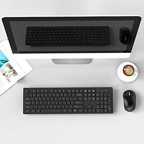RATEL Wireless Keyboard Mouse Combo, 2.4GHz Slim Full-Sized Silent Wireless Keyboard and Mouse Combo with USB Nano Receiver for Laptop, PC (Black) image