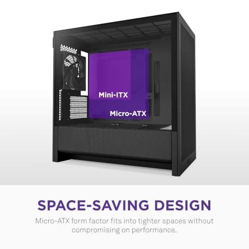 NZXT H3 Flow Micro ATX Mid Tower Black with Tinted Tempered Glass Side Panel and USB 3.2 Gen 2x2 Type-C, USB 3.2 Gen 1 Type-A Front Panel image