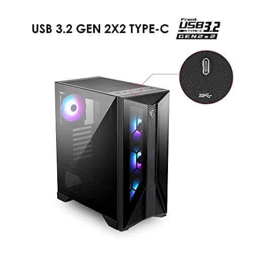 MSI MPG GUNGNIR 120R ATX Mid Tower Black with Tempered Glass Side Panel and USB 3.2 Gen 2x2 Type-C USB 3.2 Gen 1 Type-A image