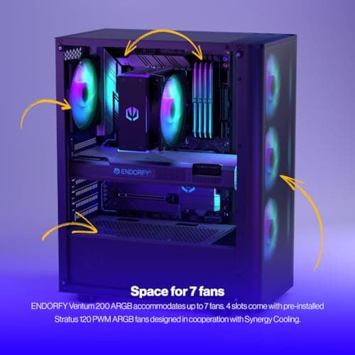 ENDORFY Ventum 200 ARGB ATX Mid Tower Black Tempered Glass Side Panel image