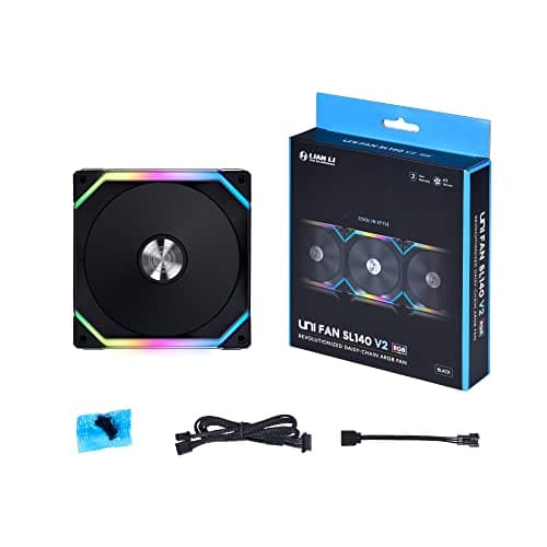 Lian Li UNI FAN SL V2 140mm Black / Silver Addressable RGB PWM 77.6 CFM 1-Pack image