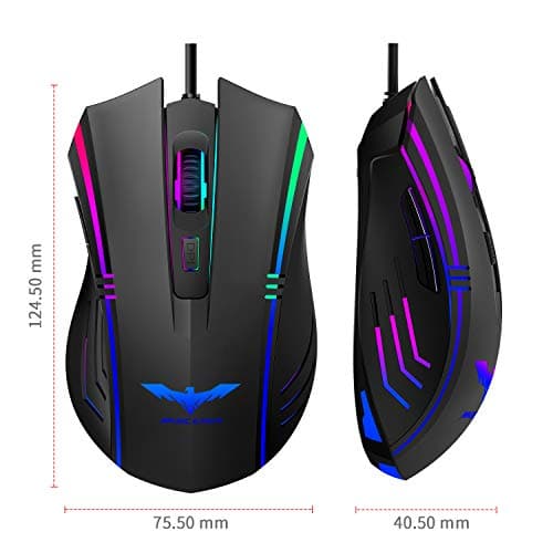 Havit Gaming Mouse RGB Wired,6 Adjustable DPI(800-1600-2400-3200-4800-6400) USB Ergonomic Computer Mice with 6 Buttons for Laptop PC Gaming (RGB) image