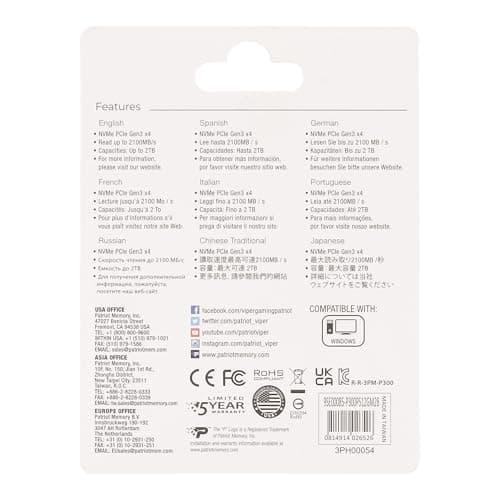 Patriot P300 512 GB SSD M.2-2280 PCIe 3.0 X4 NVMe image