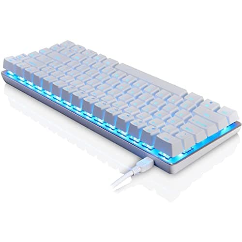 LexonElec 82 Key Mechanical Keyboard Metal Mechanical Wired Usb Blue Switch Computer Gaming Keyboard With Blue LED Backlit For Computer Gamers (Blue Switch, White) image