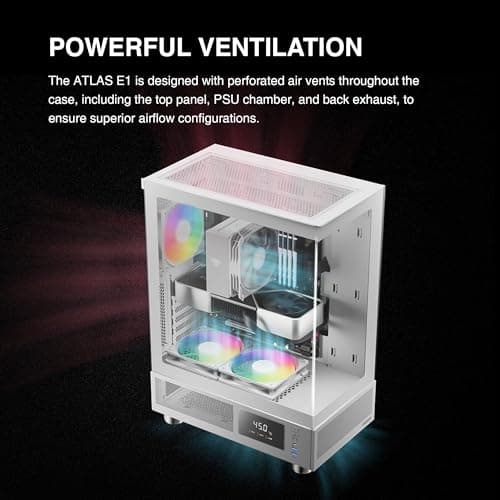 GAMDIAS ATLAS E1 ATX Mid Tower White with Tempered Glass Side Panel and USB 3.2 Gen 1 Type-A Front Panel image