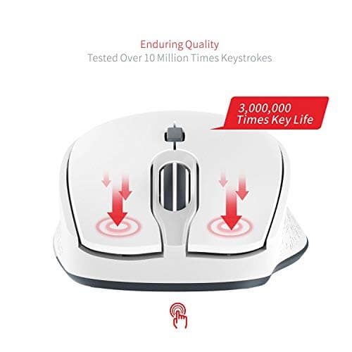 Havit 2.4G Wireless Mouse 2000DPI Optical Mini Portable Mobile with USB Receiver, 3 Adjustable DPI Levels, 4 Buttons for Notebook, PC, Laptop, Computer, MacBook (White) image