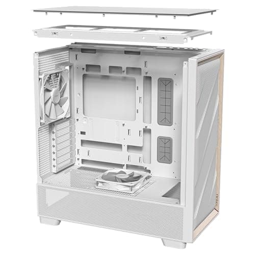 Antec FLUX ATX Mid Tower White / Brown with Tempered Glass Side Panel and USB 3.2 Gen 2 Type-C, USB 3.2 Gen 1 Type-A image