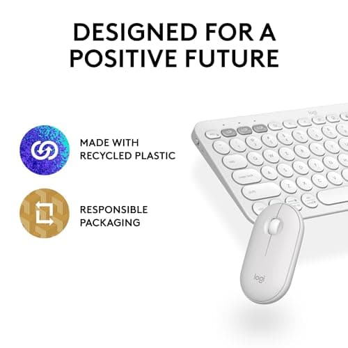 Logitech Pebble 2 Bluetooth/Wireless/Wired Standard Keyboard With Optical Mouse image