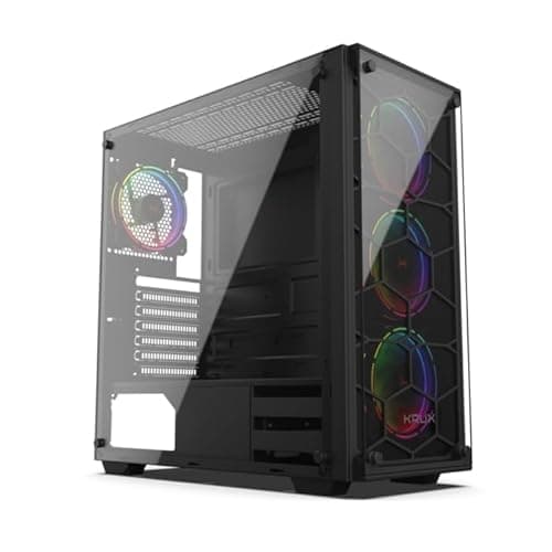KRUX Leda ATX Mid Tower Black with Tempered Glass Side Panel and USB 3.2 Gen 1 Type-A USB 2.0 Type-A image