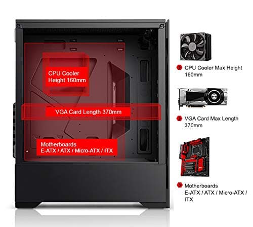 BGears b-Voguish ATX Mid Tower Black with Tempered Glass Side Panel and USB 3.2 Gen 1 Type-A USB 2.0 Type-A image