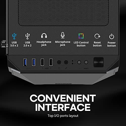 Zalman K1 ATX Mid Tower Black Acrylic Side Panel, USB 3.2 Gen 1 Type-A, USB 2.0 Type-A image