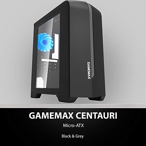 GameMax Centauri MicroATX Mid Tower Black / Gray with Acrylic Side Panel and USB 3.2 Gen 1 Type-A USB 2.0 Type-A image