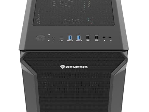 Genesis Irid 505F ATX Mid Tower Black with Tempered Glass Side Panel and USB 3.2 Gen 1 Type-A USB 2.0 Type-A Front Panel image