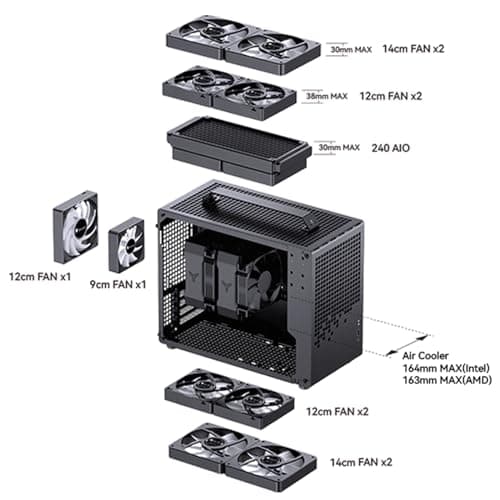 Jonsbo Jonsplus Z20 Micro ATX Desktop Black with Tempered Glass Side Panel and USB 3.2 Gen 2 Type-C, USB 3.2 Gen 1 Type-A image