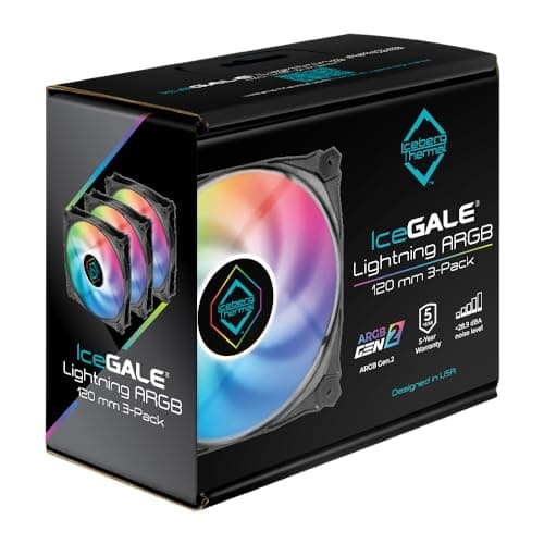 Iceberg Thermal IceGALE Lightning 120mm Black ARGB PWM 76.74 CFM 3-Pack image
