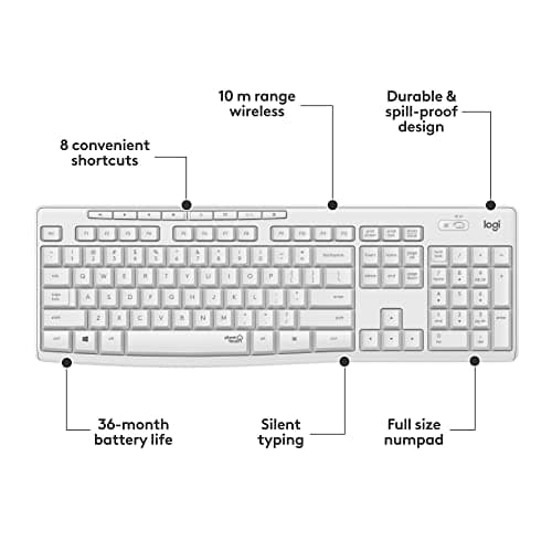 Logitech MK295 Silent Wireless/Wired Standard Keyboard with Optical Mouse image