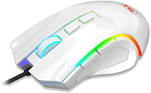 Redragon M602 RGB Wired Gaming Mouse RGB Spectrum Backlit Ergonomic Mouse Griffin Programmable with 7 Backlight Modes up to 7200 DPI for Windows PC Gamers (White) image