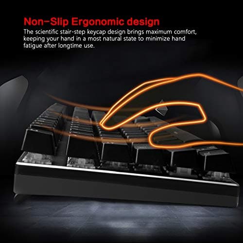 ONE-UP G300 LED Rainbow Backlit Mechanical Gaming Keyboard Small Metal Mechanical Gamers Keyboard 87 Key Computer USB Gaming Keyboard with Blue Switches for PC Gaming (Black) image