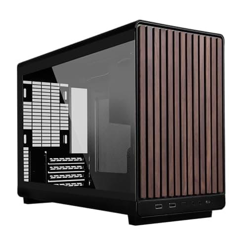 Lian Li A3-mATX Micro ATX Mini Tower Black / Brown Wood with Tempered Glass Side Panel image