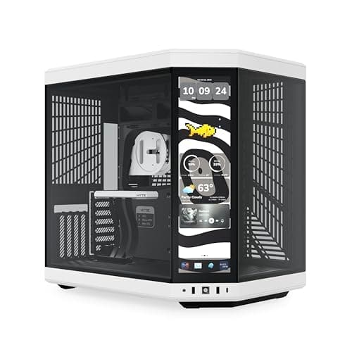 Hyte Y70 Touch Infinite Dual Chamber ATX Mid Tower Modern Aesthetic Case with Integrated 2.5K LCD Touchscreen - Panda/White main image