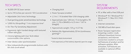 Razer Mamba Chroma - Professional Grade Esports Wired/Wireless Ergonomic Gaming Mouse - 16,000 DPI Sensor image