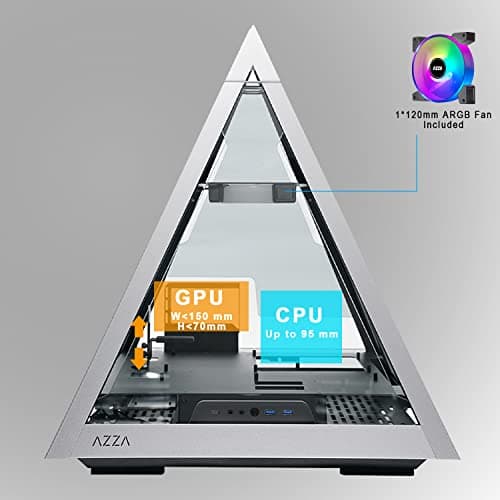 Azza Pyramid L ATX Mid Tower Gray / Black Tempered Glass Side Panel, USB 3.2 Gen 2 Type-C and USB 3.2 Gen 1 Type-A Front Panel image