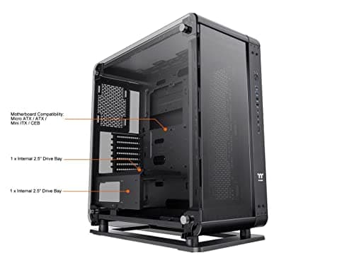Thermaltake Core P6 ATX Mid Tower Black with Tempered Glass Side Panel, USB 3.2 Gen 2 Type-C, USB 3.2 Gen 1 Type-A, and USB 2.0 Type-A image