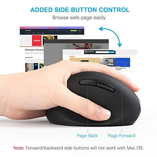 Left-Handed Mouse, Jelly Comb Wireless 2.4GHz Left Hand Ergonomic Vertical Mouse with USB Receiver, Sensitive and Quiet Click MV09E image