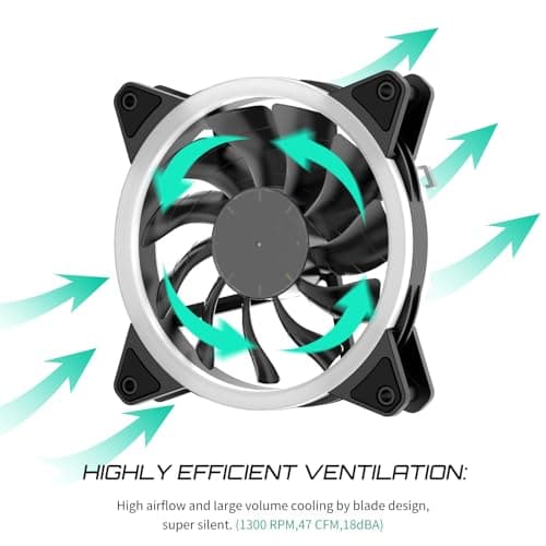 upHere Blue Computer Case Fan 120mm LED Silent Fan for Computer Cases, CPU Coolers, and Radiators Ultra Quiet, Premium Edition,3 Pin 3 Pack/B12CM3-3 image