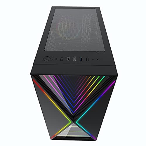 BGears b-BlackWidow-RGB ATX Mid Tower Black with Tinted Tempered Glass Side Panel and Front Panel USB 3.2 Gen 1 Type-A, USB 2.0 Type-A image