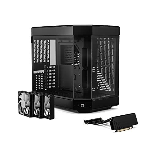 HYTE Y60 Modern Aesthetic Dual Chamber Panoramic Tempered Glass Mid-Tower ATX Computer Gaming Case with PCIe 4.0 Riser Cable Included, Black image