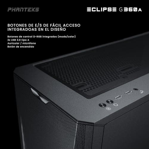 Phanteks Eclipse G360A ATX Mid Tower Black Tempered Glass Side Panel image