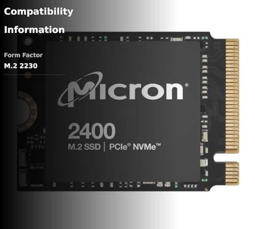 Micron 2400 512GB SSD M.2-2230 PCIe 4.0 X4 NVMe image