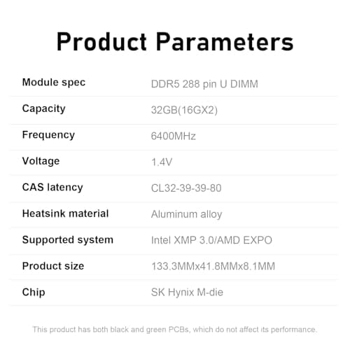 KINGBANK DDR5 Soarblade Heatsink UDIMM 6400MHz - 32GB (16Gx2) Grey image