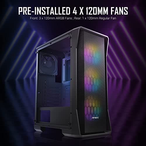 Antec NX360 ATX Mid Tower Black with Tempered Glass Side Panel and USB 3.2 Gen 1 Type-A, USB 2.0 Type-A image