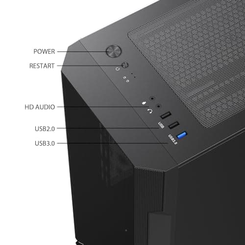 Vetroo M03 Micro ATX Mini Tower Black with Tempered Glass Side Panel and USB 3.2 Gen 1 Type-A, USB 2.0 Type-A image