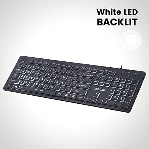 Perixx Periboard-317 Wired Backlit USB Keyboard, Big Print Letter with White Illuminated LED image