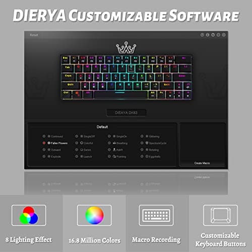 DIERYA Mechanical Gaming Keyboard 60% True RGB Backlit Bluetooth 4.0 Wired/Wireless LED Computer Keyboard for Multi-Device iPhone Android Mobile PC Laptop - Cherry MX Brown Equivalent Switch (DK-63) image