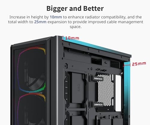 Montech SKY TWO GX ATX Mid Tower Black with Tempered Glass Side Panel and USB 3.2 Gen 2 Type-C, USB 3.2 Gen 1 Type-A image
