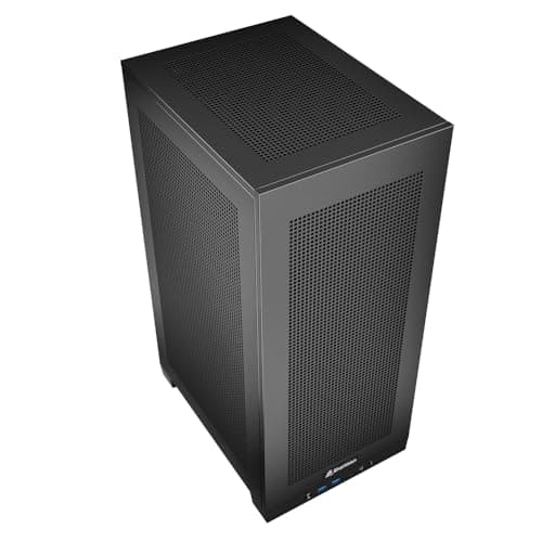 SHARKOON Rebel C20 Mini-ITX Desktop Black with Mesh Side Panel and USB 3.2 Gen 2 Type-C, USB 3.2 Gen 1 Type-A image