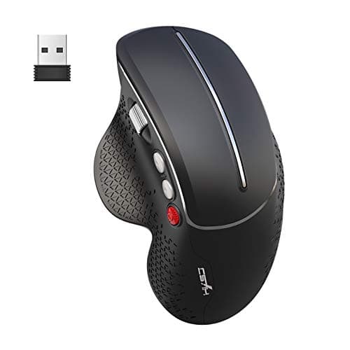 2.4G Wireless Right-Handed Vertical Mouse, Side Scrolling and Ergonomic Design Reducing Wrist Pain, 4 Adjustable DPI 800/1600/2400/3600, Next/Previous Page Buttons for Laptop, Desktop, PC (Black) image