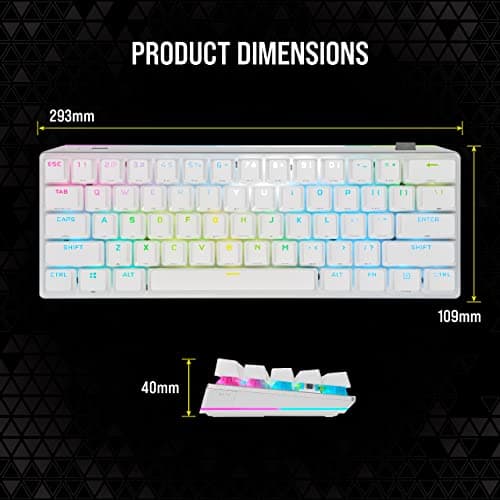 Corsair K70 PRO MINI RGB Bluetooth/Wired/Wireless Cherry MX Speed Silver Mechanical Gaming Keyboard image