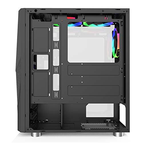 MONTECH Fighter 500 Black ATX Mid-Tower Computer Gaming Case, Pre-Installed Four Rainbow LED Fans, High Airflow Mesh 3D Front Panel, Tempered Glass, Magnetic Dust Filter, ATX / Micro ATX / Mini ITX image