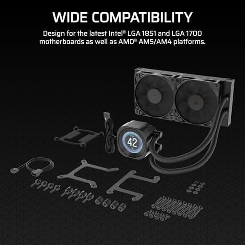 Corsair NAUTILUS 240 RS LCD Water 240mm 72.8 CFM Black image